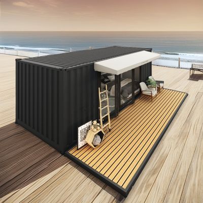 Log 20ft écologique maison de conteneurs à emballage plat préfabriqué construction durable structure en acier résistant à la pluie vente de neige
