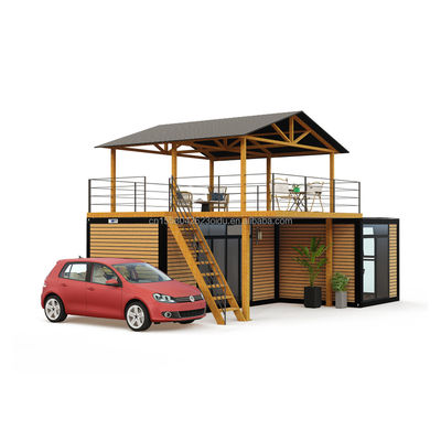 Maison modulaire préfabriquée intelligente Petite maison de couleur personnalisée Paquet plat Maison en bois avec tubes carrés en acier galvanisé
