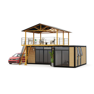 Maison modulaire préfabriquée intelligente Petite maison de couleur personnalisée Paquet plat Maison en bois avec tubes carrés en acier galvanisé