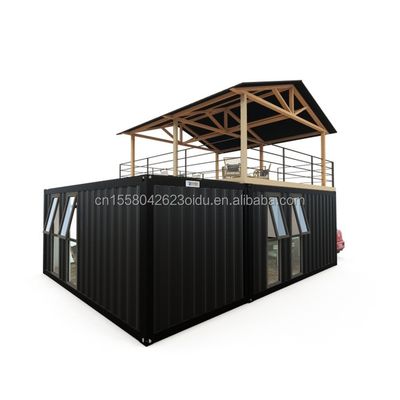Container de serre de log design avec une petite maison préfabriquée modulaire intelligente et un matériau de fenêtre en alliage d'aluminium