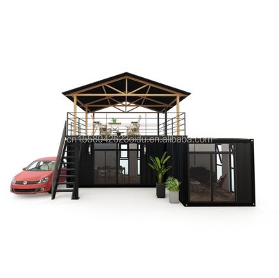 Container de serre de log design avec une petite maison préfabriquée modulaire intelligente et un matériau de fenêtre en alliage d'aluminium