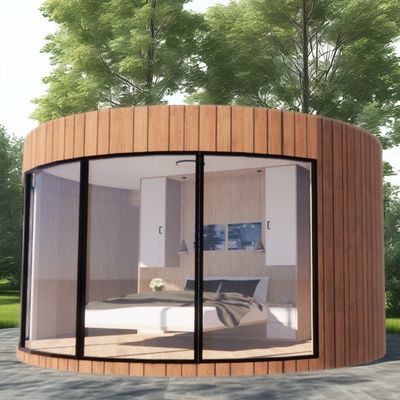 Moderne design léger Luxe Grande capacité modulaire ronde Petite maison assemblée avec l'acier léger et le matériau du panneau sandwich