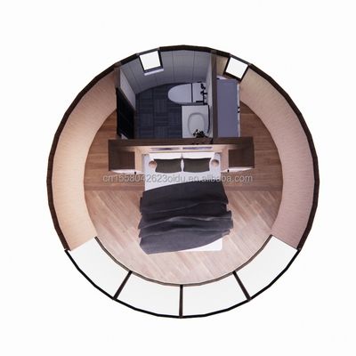Moderne design léger Luxe Grande capacité modulaire ronde Petite maison assemblée avec l'acier léger et le matériau du panneau sandwich