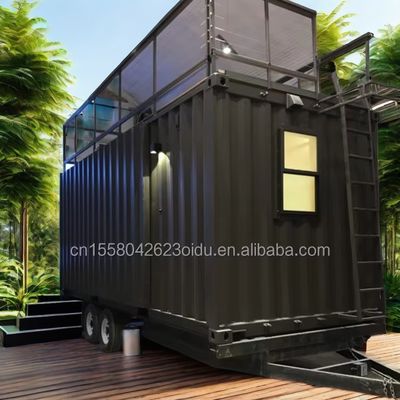 Design moderne personnalisé en acier de couleur Fabriqué Installation rapide maisons modulaires préfabriquées sur roues pour caravane de camping mobile