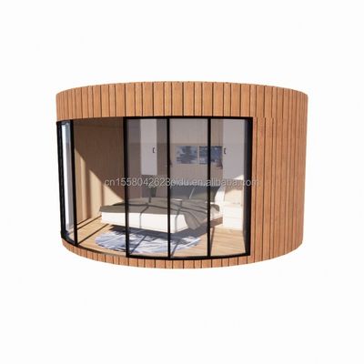 Moderne design léger Luxe Grande capacité modulaire ronde Petite maison assemblée avec l'acier léger et le matériau du panneau sandwich
