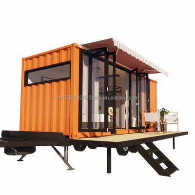 Maison de conteneur mini mobile moderne avec cadre en acier en acier galvanisé et roues en panneau sandwich