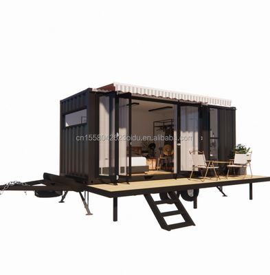 Maison de conteneur mini mobile moderne avec cadre en acier en acier galvanisé et roues en panneau sandwich