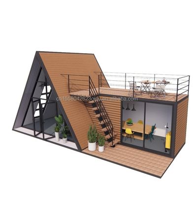 Maison en acier en bois en forme de A personnalisable et durable pour les maisons triangulaires préfabriquées modernes