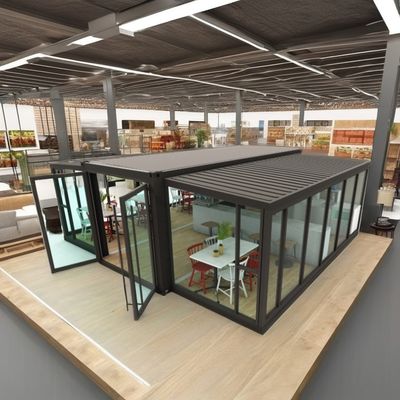 Magasin de restauration rapide ou bureau moderne maison de conteneurs de 20 pieds évolutive avec des fenêtres en couleur personnalisée et en alliage d'aluminium