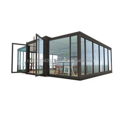 Magasin de restauration rapide ou bureau moderne maison de conteneurs de 20 pieds évolutive avec des fenêtres en couleur personnalisée et en alliage d'aluminium