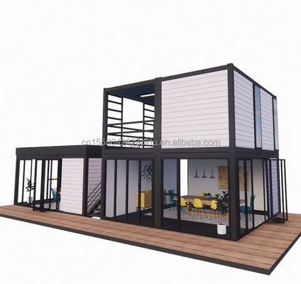 Paroi 50/75/100 mm Panneau sandwich ondulé personnalisable maison de conteneurs de 20 pieds Combinaison de trois chambres à coucher Quatre chambres préfabriquées avec carport Living Apart