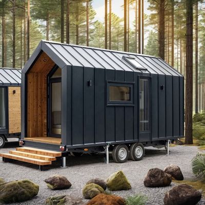 Maison préfabriquée de conception moderne 75 mm panneau sandwich ondulé 20 pieds maison de conteneur pliable sur roues