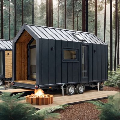 Maison préfabriquée de conception moderne 75 mm panneau sandwich ondulé 20 pieds maison de conteneur pliable sur roues
