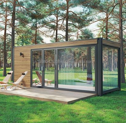 Container plat maison de café de style luxueux studio en bois emballement plat pour 20ft jardin hôtel maison mobile