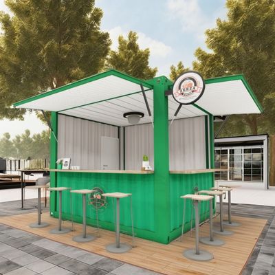 Panneau sandwich pratique 10FT kiosque préfabriqué stand pour les cafés et les restaurants de restauration rapide en acier galvanisé pliage 180g