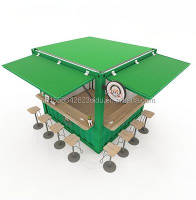 Panneau sandwich pratique 10FT kiosque préfabriqué stand pour les cafés et les restaurants de restauration rapide en acier galvanisé pliage 180g