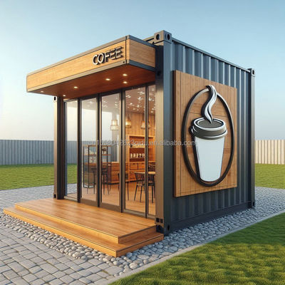 Panneau sandwich en ondes 50 mm Hôtel Container pop-up Café Restaurant Bar Café Kiosque Booth avec maison préfabriquée en acier