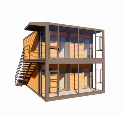 Maison de conteneurs à deux étages de 20 ou 40 pieds avec quatre chambres pour villas préfabriquées ou bureaux combinés