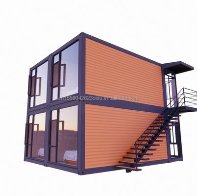 Maison de conteneurs à deux étages de 20 ou 40 pieds avec quatre chambres pour villas préfabriquées ou bureaux combinés