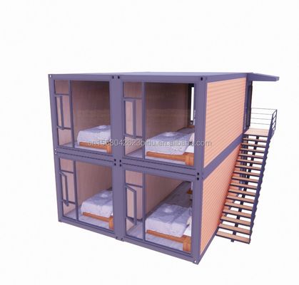 Maison de conteneurs à deux étages de 20 ou 40 pieds avec quatre chambres pour villas préfabriquées ou bureaux combinés