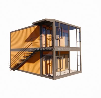 Maison de conteneurs à deux étages de 20 ou 40 pieds avec quatre chambres pour villas préfabriquées ou bureaux combinés