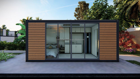Container modulaire préfabriqué Container en bois Container à emballage plat Aménagement amovible Maison de luxe de 20 pieds Café moderne