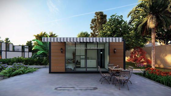 Container modulaire préfabriqué Container en bois Container à emballage plat Aménagement amovible Maison de luxe de 20 pieds Café moderne