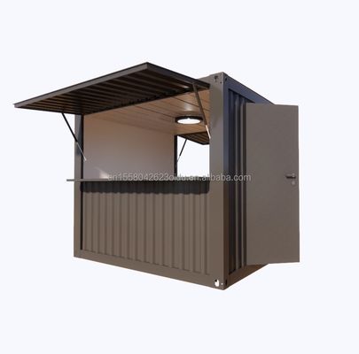 Design moderne personnalisé Kiosque à café de 10 pieds Container style avec fenêtres en alliage d'aluminium et une solution clé en main en acier extérieur