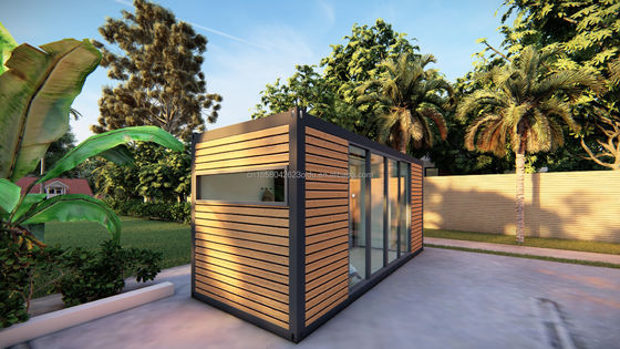 Container modulaire préfabriqué Container en bois Container à emballage plat Aménagement amovible Maison de luxe de 20 pieds Café moderne