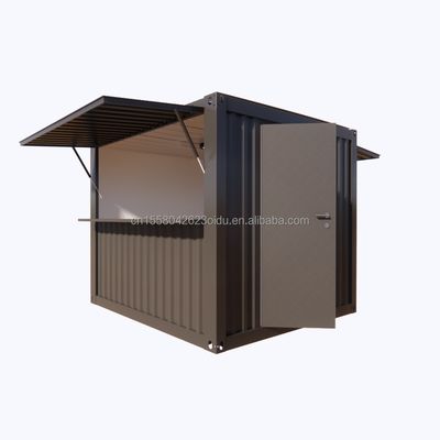 Design moderne personnalisé Kiosque à café de 10 pieds Container style avec fenêtres en alliage d'aluminium et une solution clé en main en acier extérieur