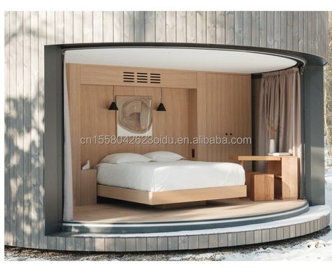 Maison de conteneurs en acier léger avec une salle de bain, une cuisine et des fenêtres en alliage d'aluminium