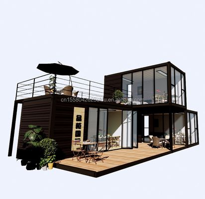 Maison de conteneurs préfabriqués de design moderne de luxe extérieur de deux chambres avec acier plat et panneau sandwich extérieur