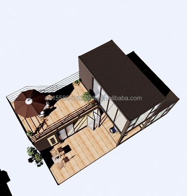 Maison de conteneurs préfabriqués de design moderne de luxe extérieur de deux chambres avec acier plat et panneau sandwich extérieur