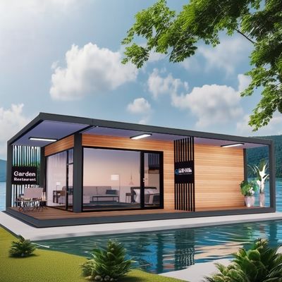 Maison de conteneurs préfabriquée de 20 pieds/40 pieds avec maison en verre en bois