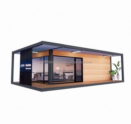 Maison de conteneurs préfabriquée de 20 pieds/40 pieds avec maison en verre en bois