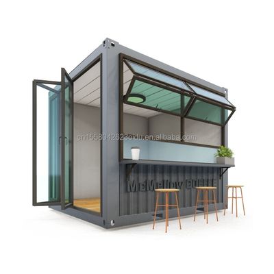 Mini-boutique pop-up de 10 pieds, contenant, café, bar, fast-food, restaurant, magasin avec fenêtres en alliage d'aluminium