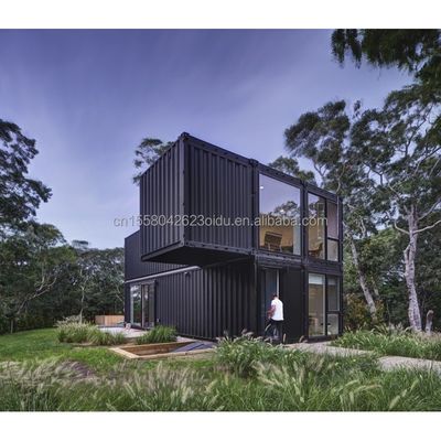 Maison de conteneurs préfabriquée résidentielle de 20 pieds avec muraille de verre, villa de bureau et assemblage de deux étages