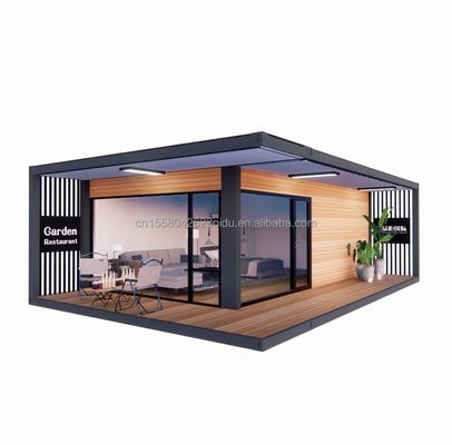 Maison de conteneurs préfabriquée de 20 pieds/40 pieds avec maison en verre en bois