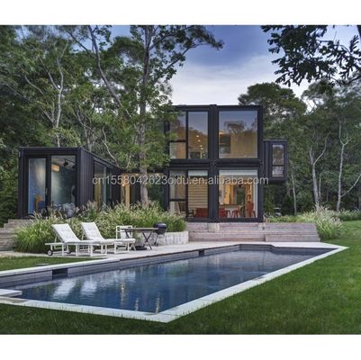 Maison de conteneurs préfabriquée résidentielle de 20 pieds avec muraille de verre, villa de bureau et assemblage de deux étages
