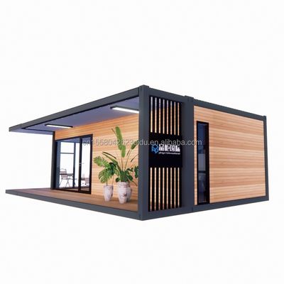 Maison de conteneurs préfabriquée de 20 pieds/40 pieds avec maison en verre en bois