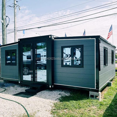 Maison de conteneurs expandable de 20 pieds avec deux chambres et fenêtres en alliage d'aluminium de style moderne