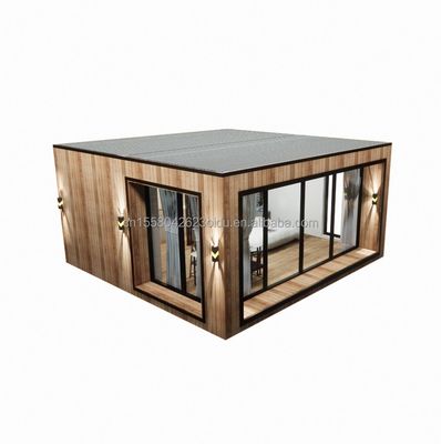 Maison de conteneurs en bois préfabriqué en verre avec couleur personnalisée et maison de conteneurs de 40 pieds