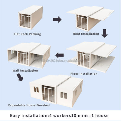 Maison de conteneurs expandable de 20 pieds avec deux chambres et fenêtres en alliage d'aluminium de style moderne
