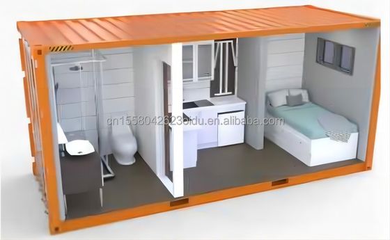 Maison en acier extérieur et panneau sandwich Container à paquet plat avec salle de bain en 20 pieds / 40 pieds