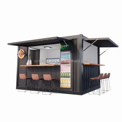 Boutique Supermarché 10-12FT Container Mobile Café Structure en acier avec maisons en bois Conception de style moderne et de haute qualité