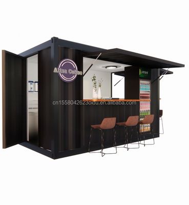Boutique Supermarché 10-12FT Container Mobile Café Structure en acier avec maisons en bois Conception de style moderne et de haute qualité