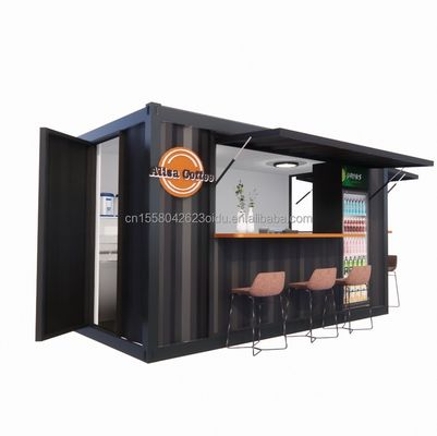 Boutique Supermarché 10-12FT Container Mobile Café Structure en acier avec maisons en bois Conception de style moderne et de haute qualité