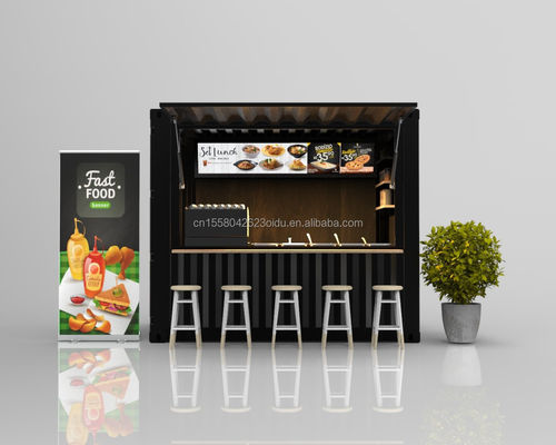 Structure principale 20ft Container Café Bar Fast Food Mini Pop-up Shop Café maisons avec tubes carrés en acier galvanisé