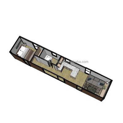 Maison de conteneurs en bois préfabriquée avec 2 grandes chambres à coucher