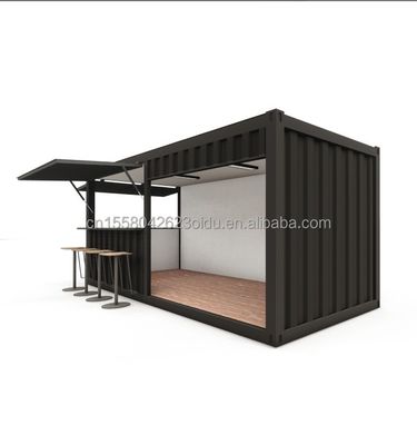Container de stand alimentaire préfabriqué de 20 pieds en acier avec fenêtres en aluminium et pliage en acier galvanisé